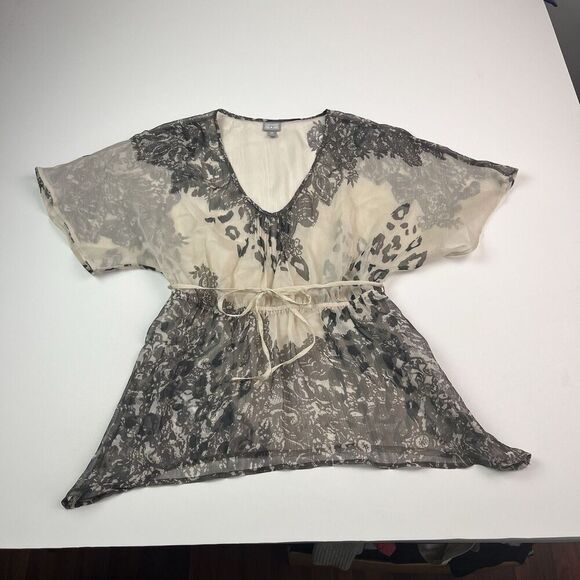 Converse Y2K Sheer Floral Leopard Top M Whimsigoth Festival Fairy Grunge Sheer - Picture 9 of 11